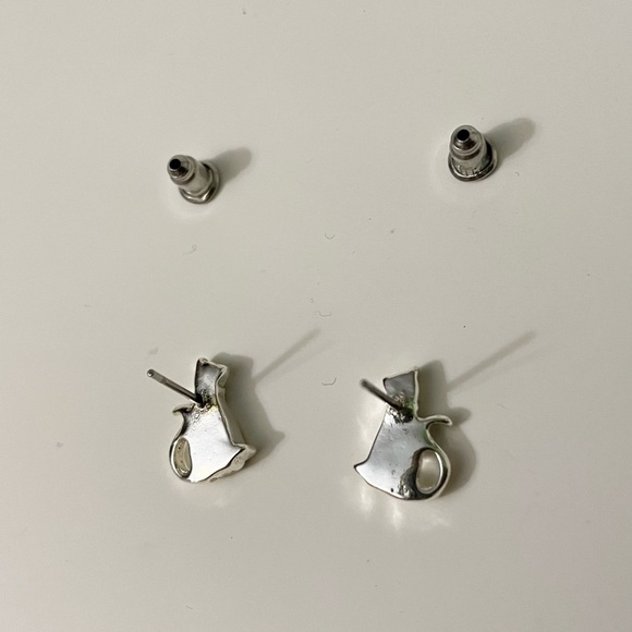 Silver Cat Earrings by Pet Friends - Picture 7 of 10